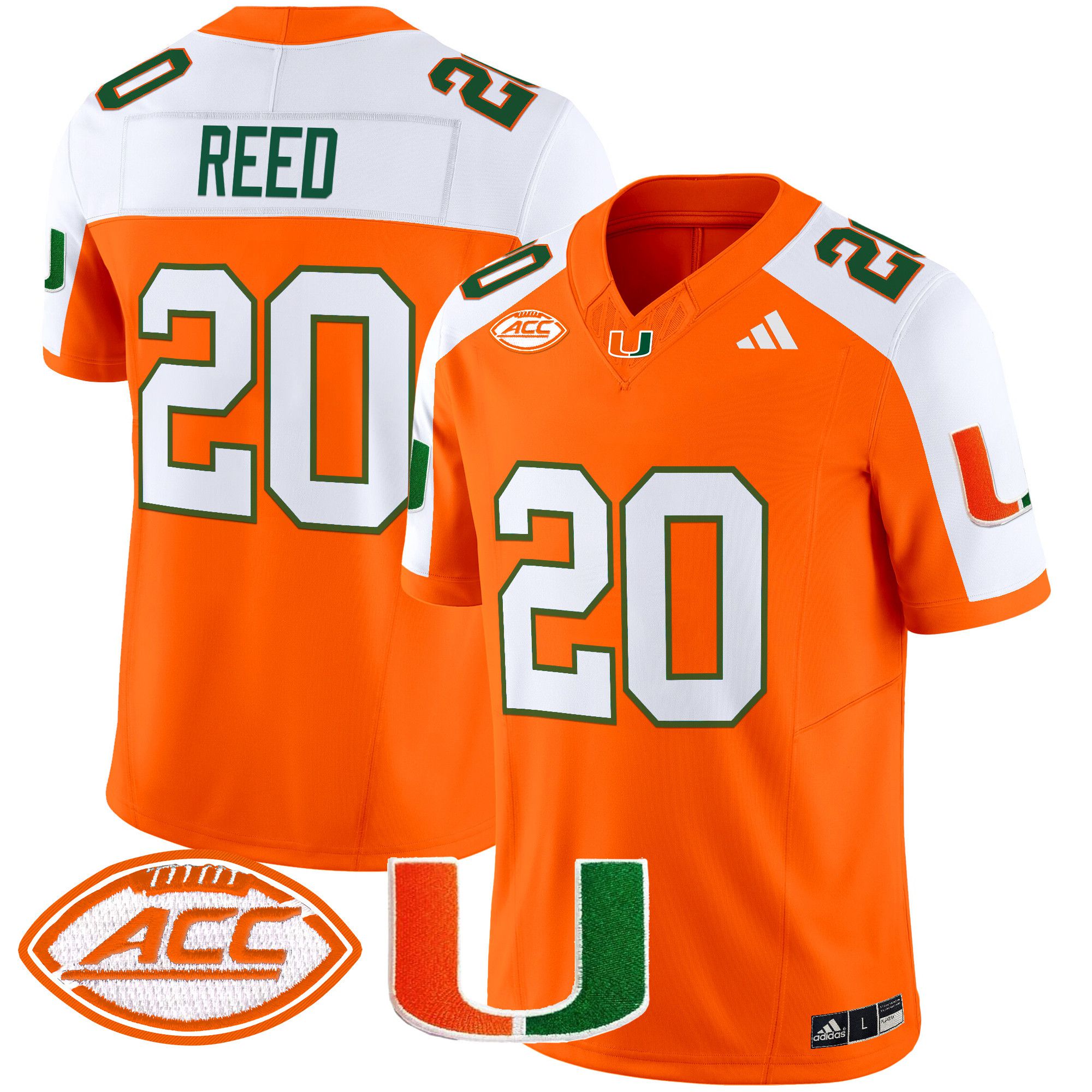 Men Miami Hurricanes #20 Reed Orange 2024 Vapor Limited NCAA Jersey->ncaa teams->NCAA Jersey